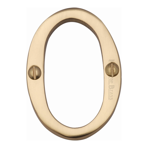 C1567 0-PB • 51mm • Polished Brass • Heritage Brass Face Fixing Numeral 0